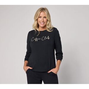 Anybody Women's Top Sz XS Cozy Knit Message Black A711208